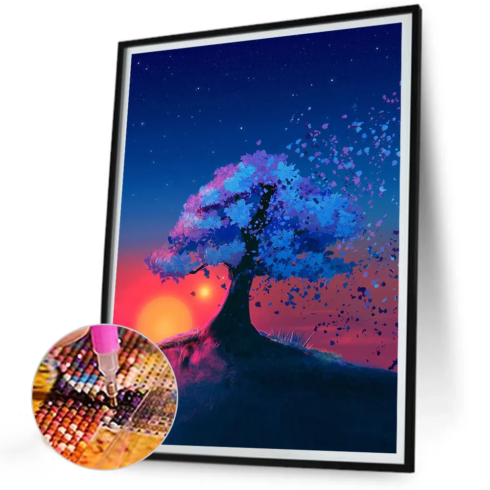 Full Round Diamond Painting 30*40cm - Trees At Sunset