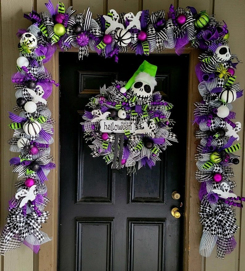 🎃Fall Halloween 49% OFF🔥Jack skellington inspired Halloween wreath