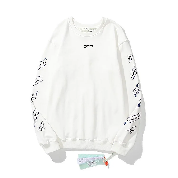 Off White Sweatshirts Long Sleeve round Neck Neck Sweater for Men and Women