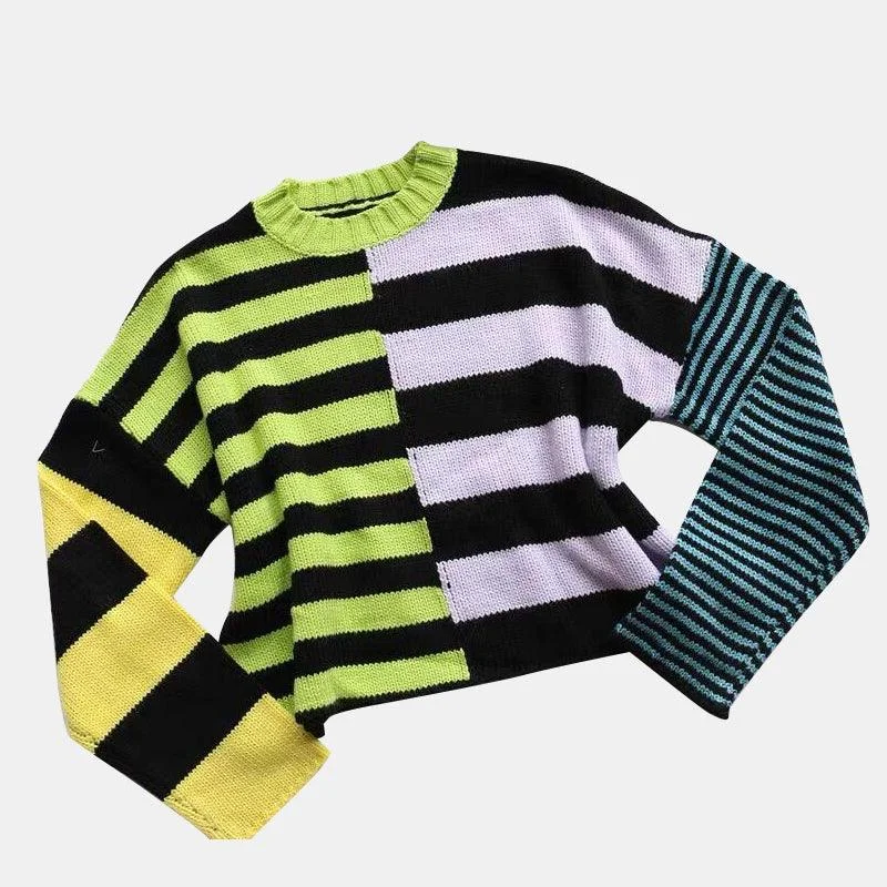 Irregular Colorful Stripe Sweater