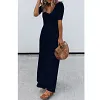 Women's New Round Neck Short Sleeve Long Jumpsuit