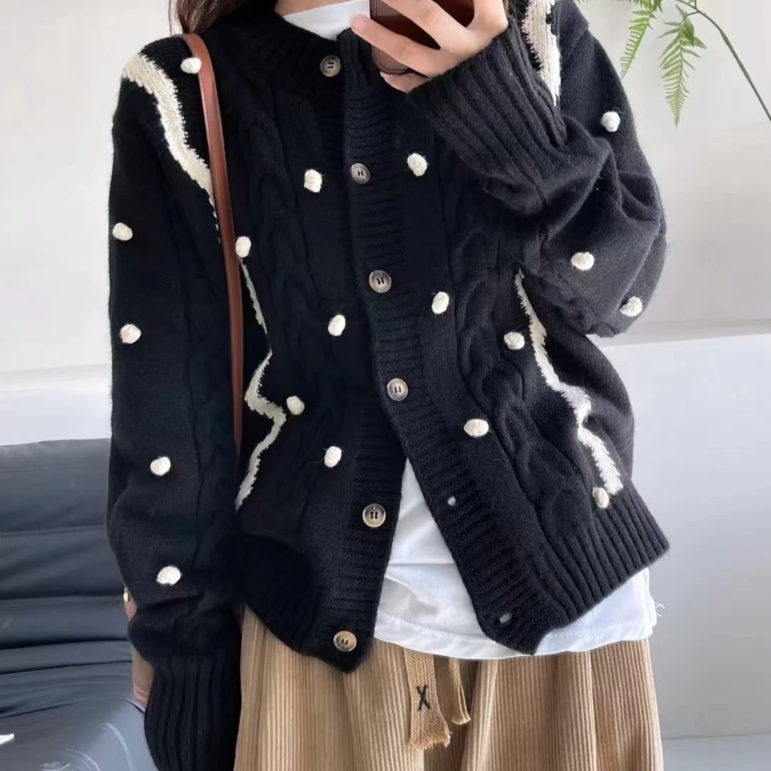 Chicfifth Sweater Women Winter Long Sleeve High Quality Autumn Vintage Top Knitted Cardigan
