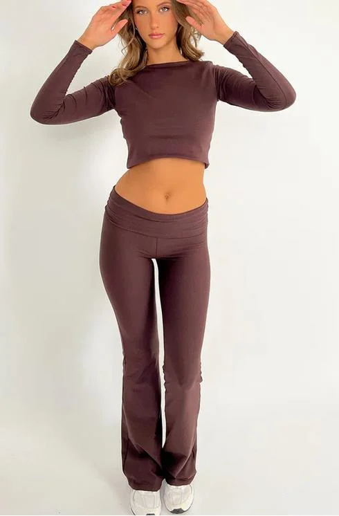 Athvotar Athvotar Fashion Casual Hottie Umbilized Summer Milk Silk Long-Sleeved Top Two Sets Of Women