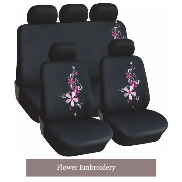 New Upgrade Universal Polyester Embroidery Seat Set Accessories Interior Woman Covers Car Seats Fit for most car suv