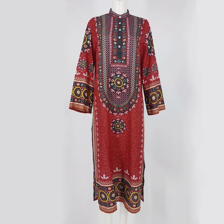 Beth Dutton Bohemian Dress Winter Autumn Midi Dresses Split Long Sleeve Dress