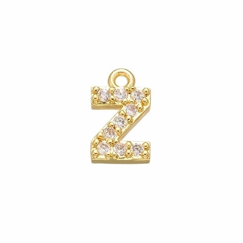 1 Piece 925 Sterling Silver Zircon 22K Gold Plated Rhodium Plated Letter Pendant Charms