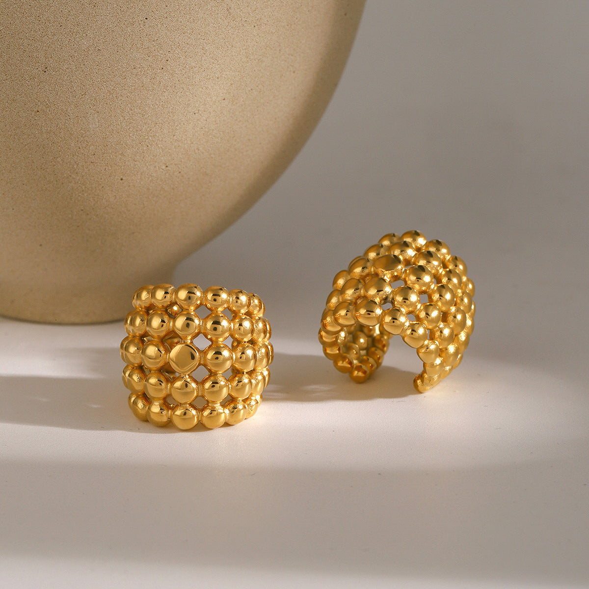 Women IG Style Mesh Stainless Steel Electroplating Clip On Earrings