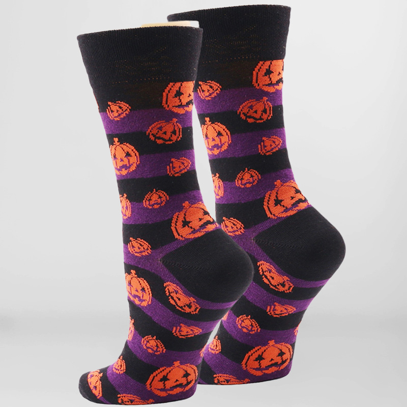 Halloween Orange Bat Pumpkin Mid-Calf Socks 2024 - Flycurvy 