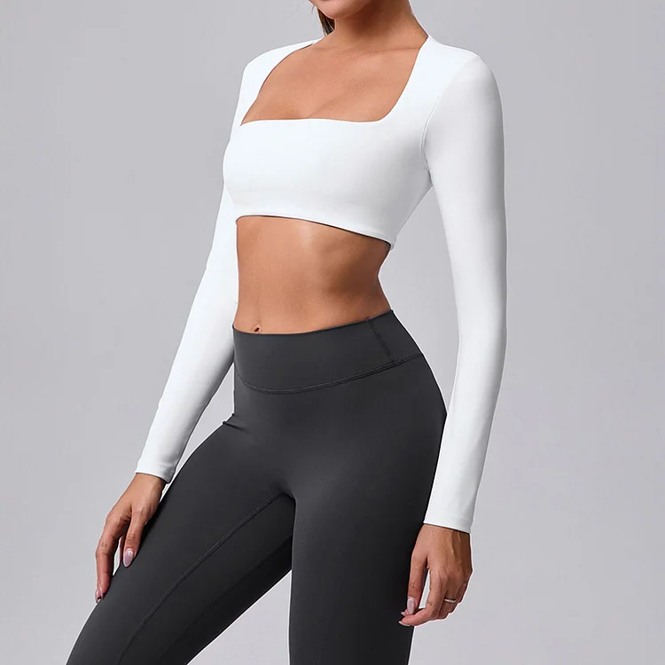 PASUXI Women's Brushed Shawl Neck Yoga Tops Quick Dry Fitness Running Wear  huanwei