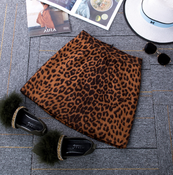 Leopard High Waist Pleated Mini Skirt