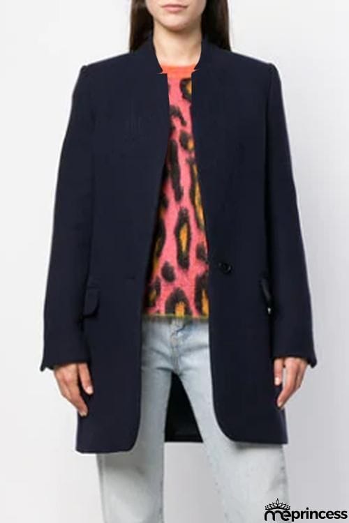 High Collar Button Pocket Coat