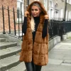 Women's Winter Hooded Jacket Faux Fur Vest Cardigan