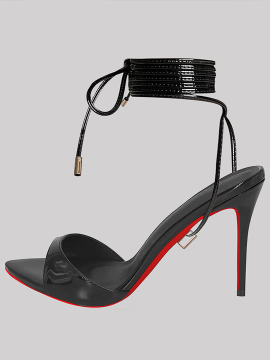 100mm Women's Red bottom High Heel Sandals Lace Up Stilettos Heels Strappy Ladies Slippers Party Wedding Banquet Shoes