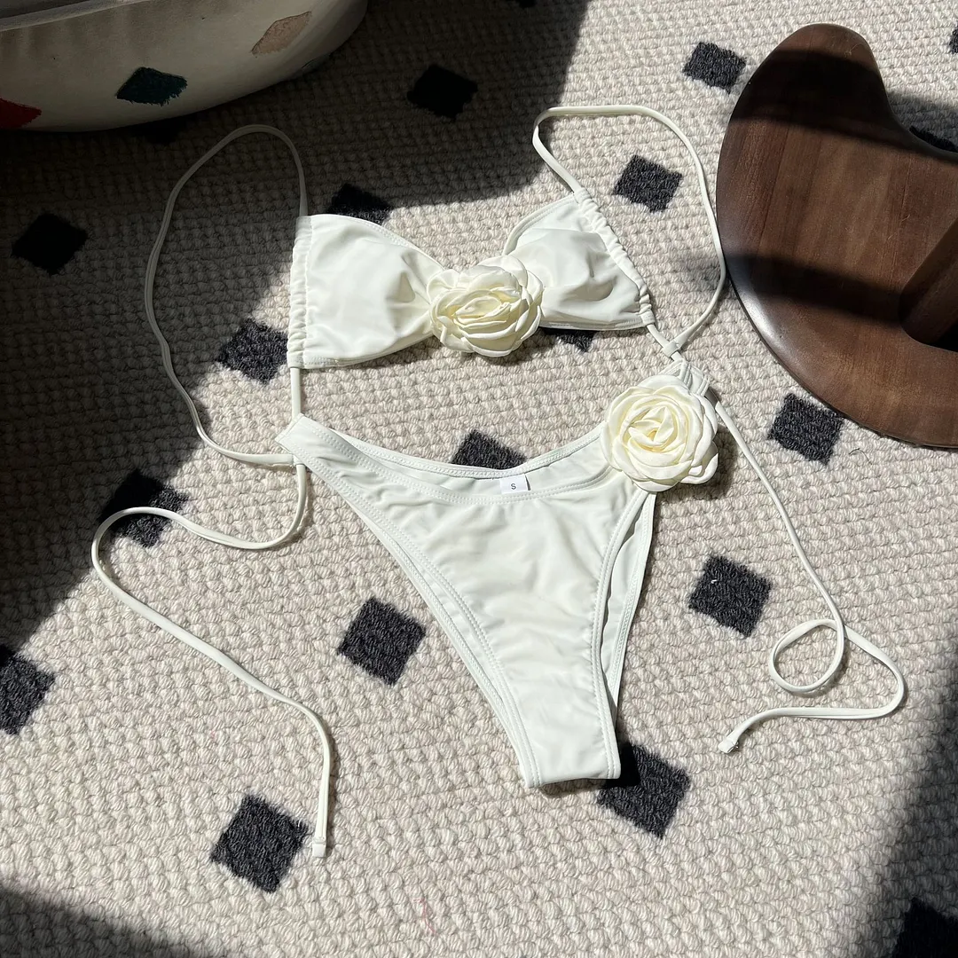 Churchf 2024 Color Rose Drawstrings And Binddle Swimwear Bikini