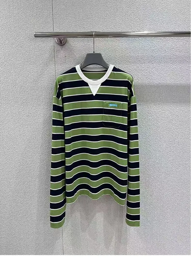 Women/Man Casual Loost Long Sleeve Round Neck Stripes Tshirts