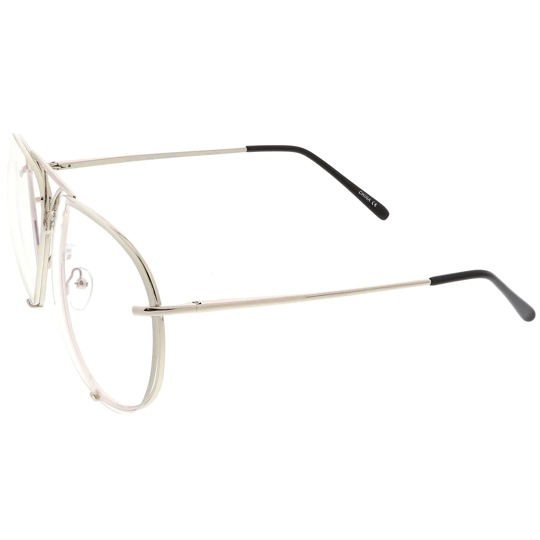 Oversize Rimless Aviator Glasses Unique Nose Piece Clear Lens 67mm
