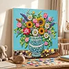 Framed Sunflower Blue Vase -  DIY Button Art Painting Kit for Creativity DIY Pearl Dot Crafts for Gift Home Wall Decor 30*30CM