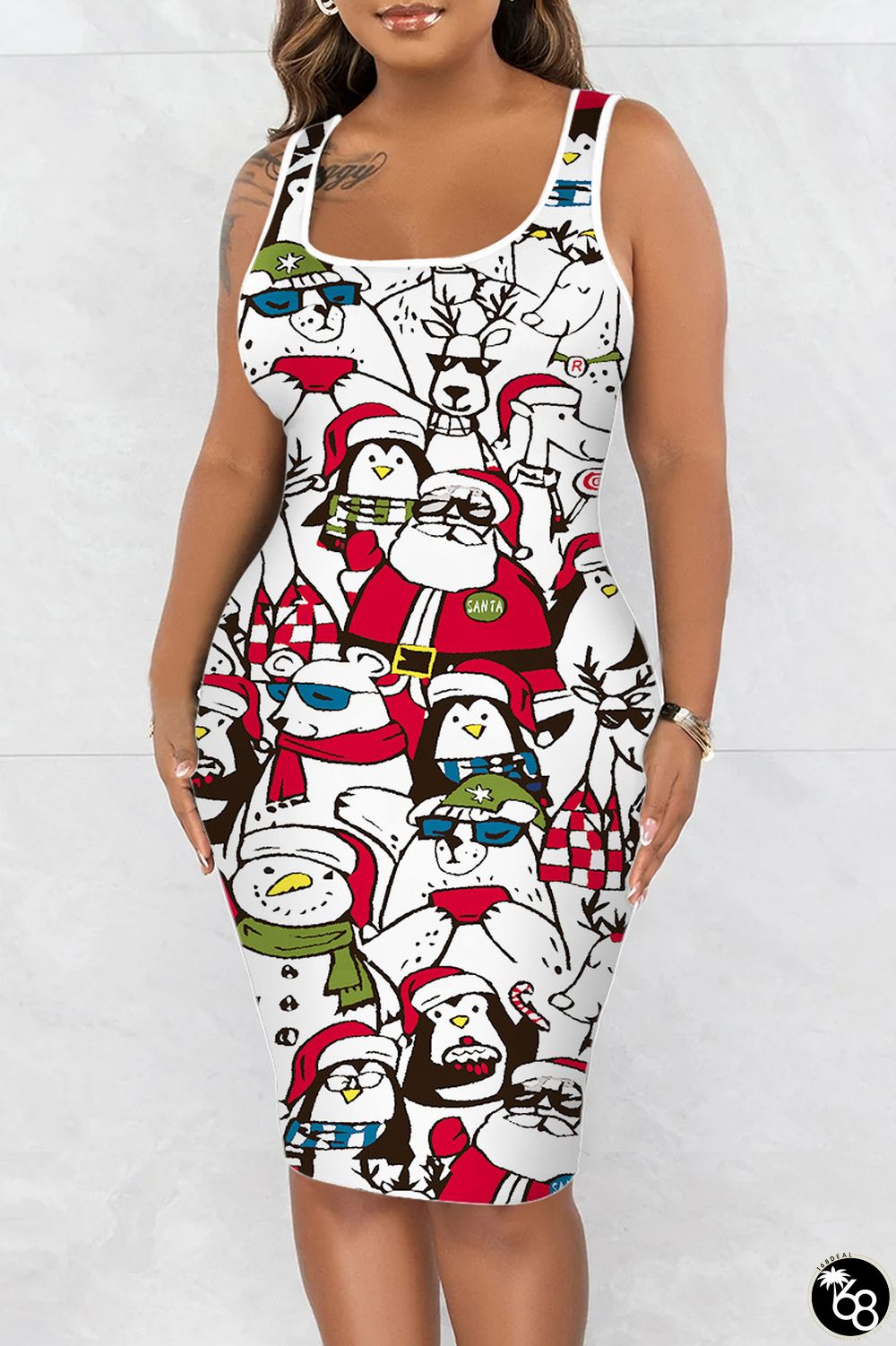 White Casual Print Basic U Neck Vest Dress Dresses | 168DEAL