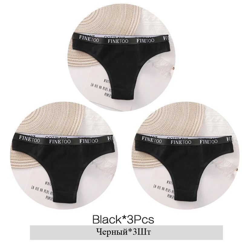 FINETOO Cotton Brazilian Panties Women Letter Underwear Ladies Low Waist Female Underpants Girls Soft Panty Comfortable Lingerie