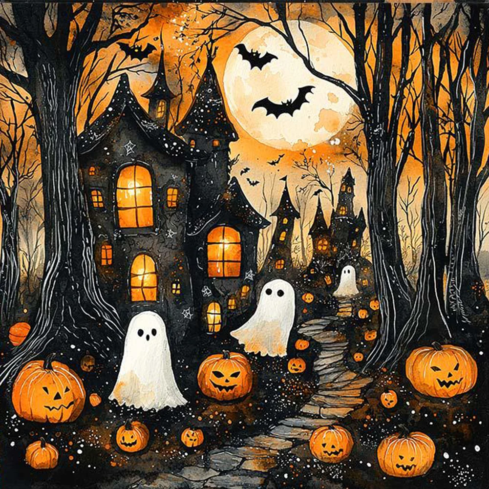 Full Round Diamond Painting - Halloween Night(Canvas|40*40cm)