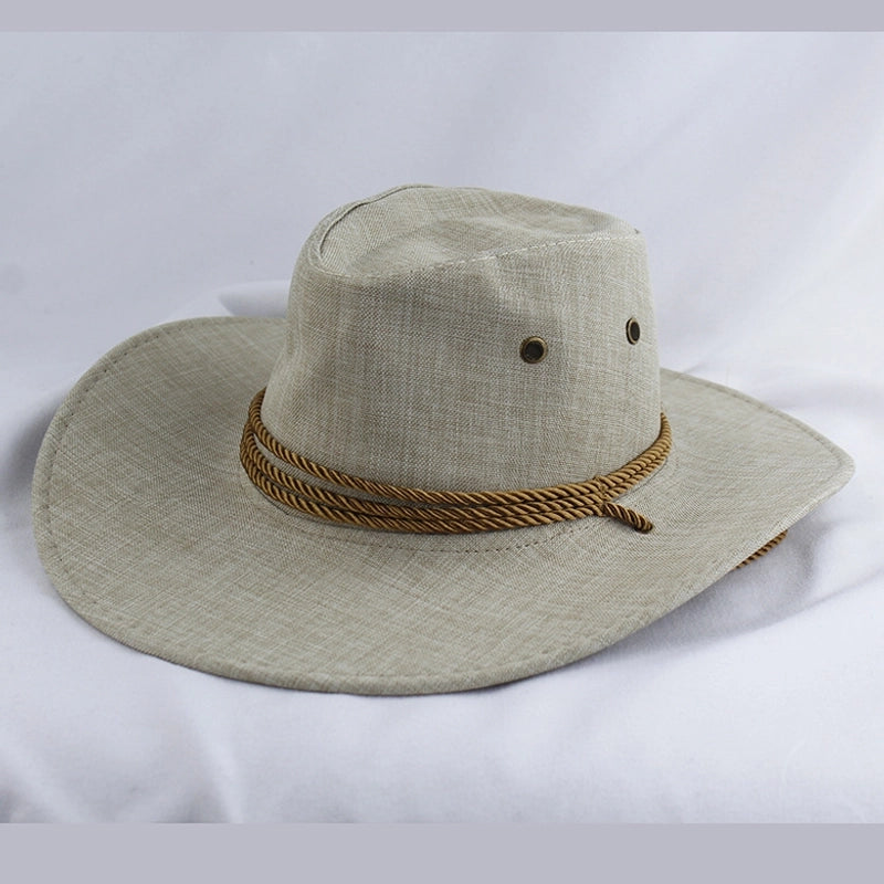 American Western Cowboy Hat Spring And Autumn Leather Men’s Mountain Climbing Spanish Women’s Sun Big Edge Sun Hat Sunscreen Travel