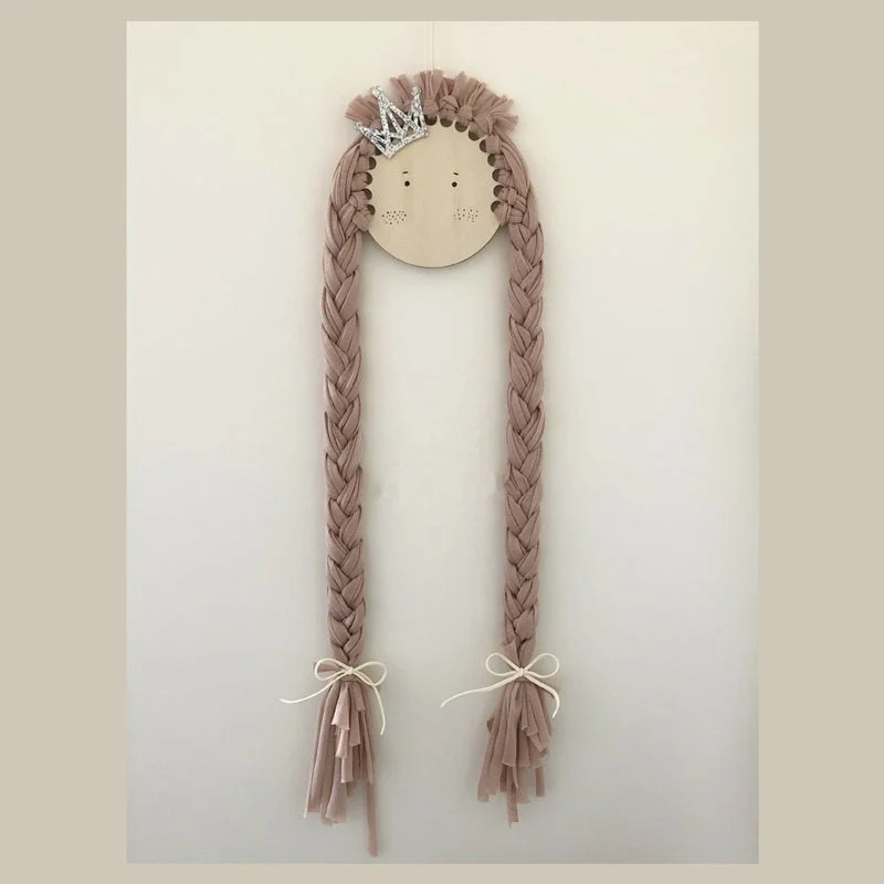 INS Nordic Braid Doll Baby Hair Clips Holder Prinecess Girls Hairpin Hairband Storage Pendants Jewelry Organizer Wall Ornaments