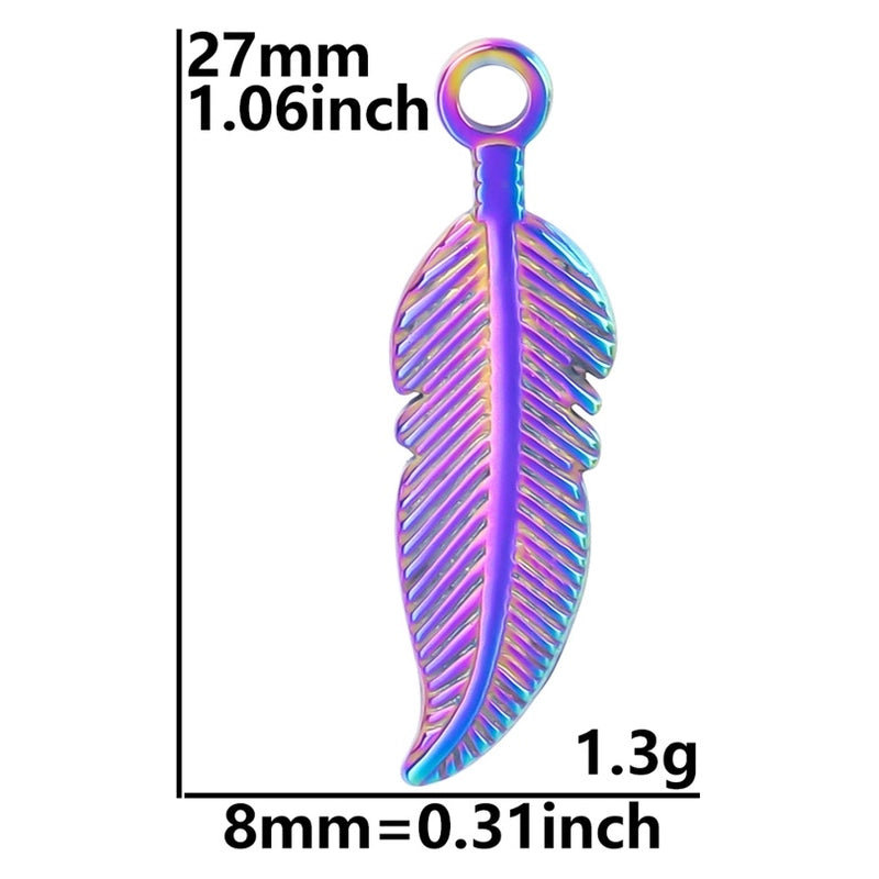 1 Piece 304 Stainless Steel Feather Pendant