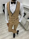 Fettachi Gold Slim Fit Velvet Peak Lapel Tuxedo