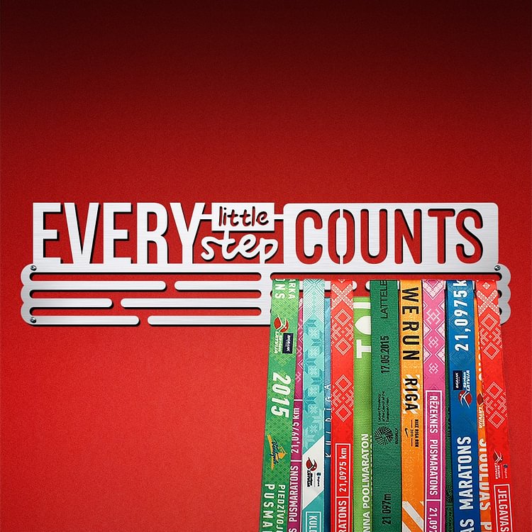 EVERY STEP Medal Hanger Display – Brushed Stainless Steel – Large / 430mm / 48 Medals