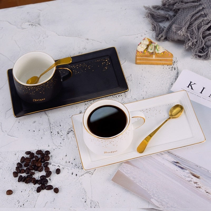Matte Coffee Cup Set Cup Saucer With Tray