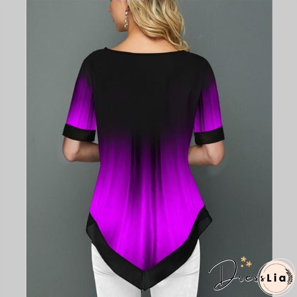 Shirt Blouse Fashion Large Size Tops Women Casual V Neck Shirt Ladies Loose Floral Print Tunic Shirt