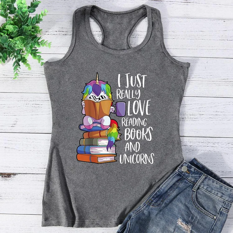 I Just Really Love Reading Books And Unicorns Vest Top