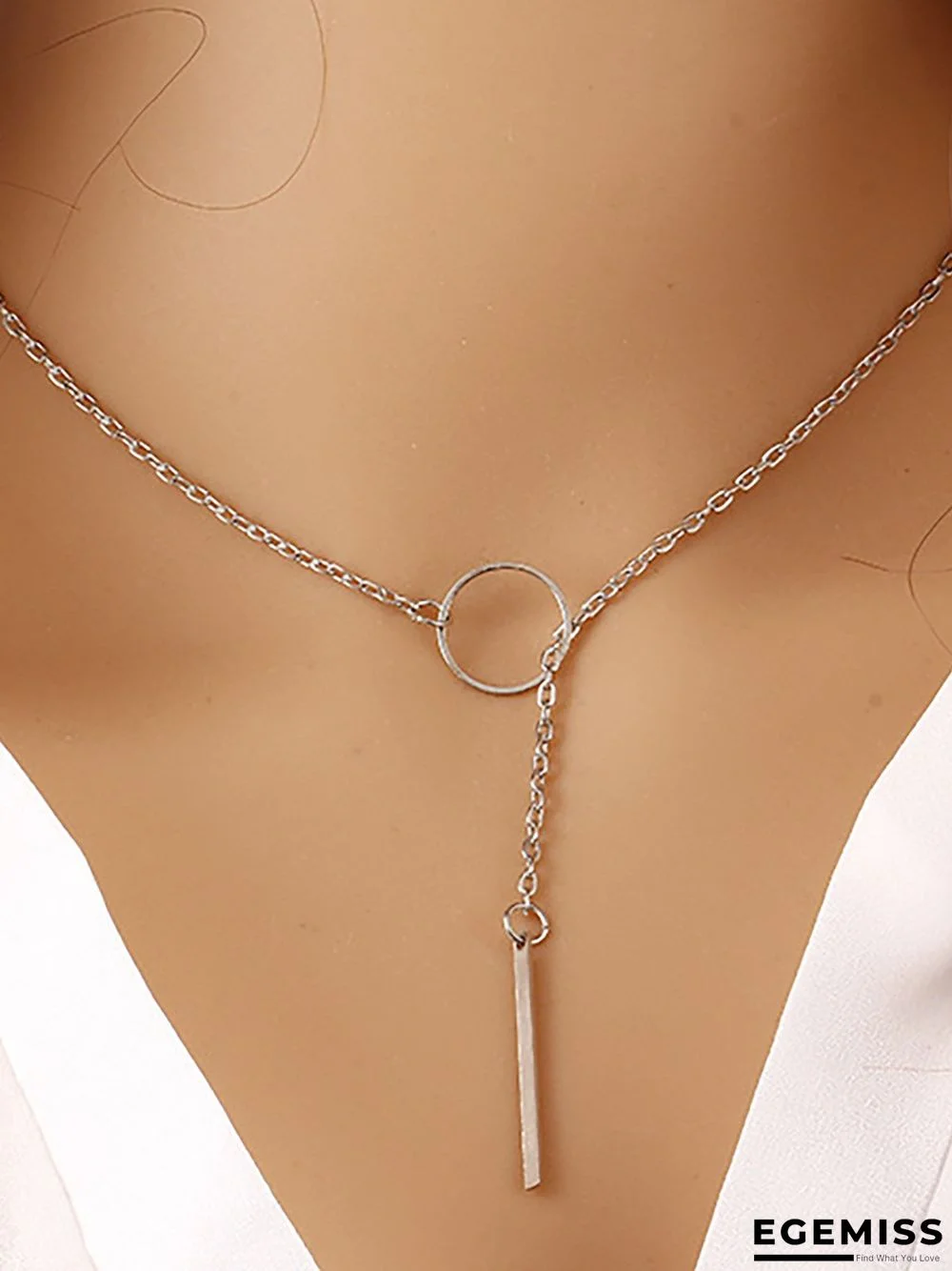 Womens Simple Alloy Ring Necklace | EGEMISS