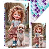 (40*70cm)Little Girl and Dog - Full Round Drill Diamond Painting