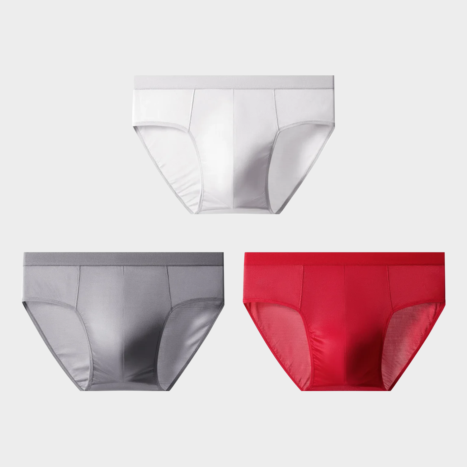 100% Silk Briefs Underwear Mid Waist For Men 3-Pack REAL SILK LIFE