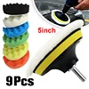 9 Pcs 5 Inch Buffer Drill Wheel Polisher Reusable Buffing Waxing Sponge Pads Kit