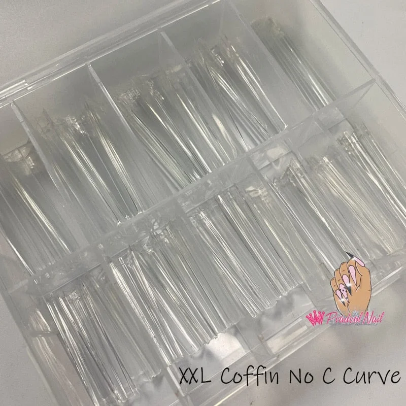 Non C Curve XXL Square Coffin Long Acrylic Nail Tips False Nails Manicure Tip Salon Supply 100pcs/box-Nail Inspo
