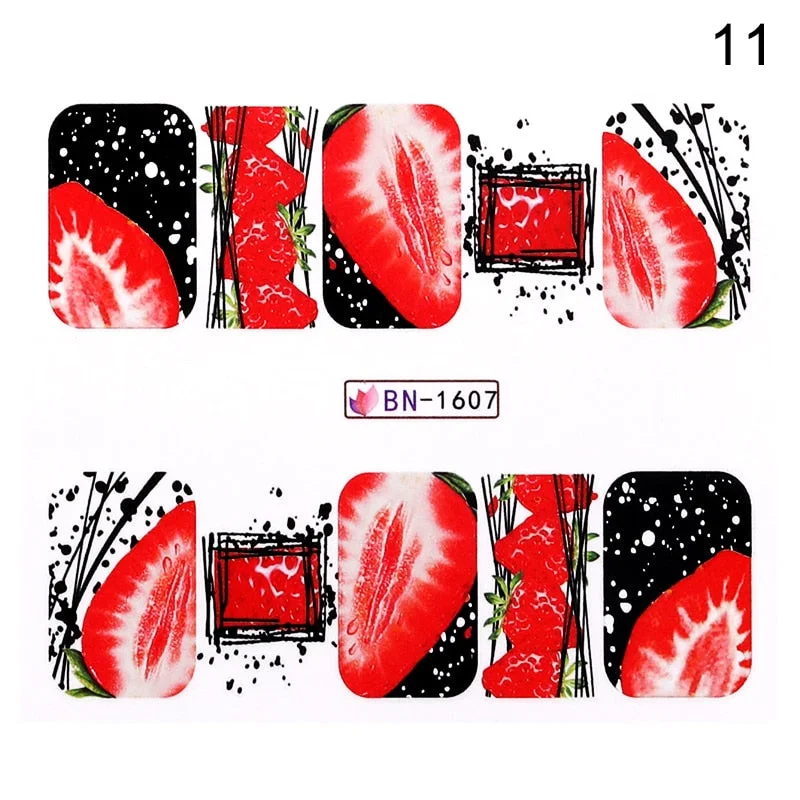 1PC 3D Nail Stickers Kiwi Avocado Lemon Banana Fruits Self-Adhesive Slider Nail Art Decorations Decals Manicure Accessories-Nail Inspo
