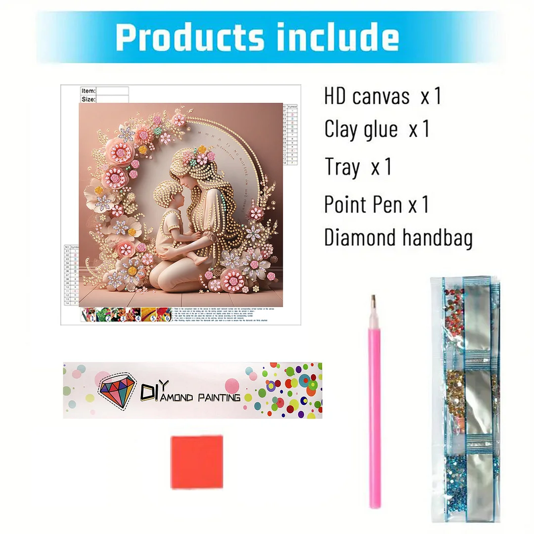 Diamond Painting - Partial Special Shaped Drill - Mother Son Warmth(Canvas|30x30cm)