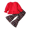 Kid Baby Girl Letters Printed Bell Bottoms Valentine 2 Pcs Sets