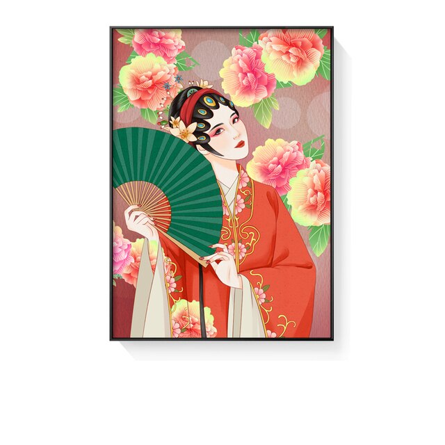 Chinese Style Decor Painting on The Canvas Traditional Peking Opera Characters Poster Wall Art Prints Home Room Decor Pictures