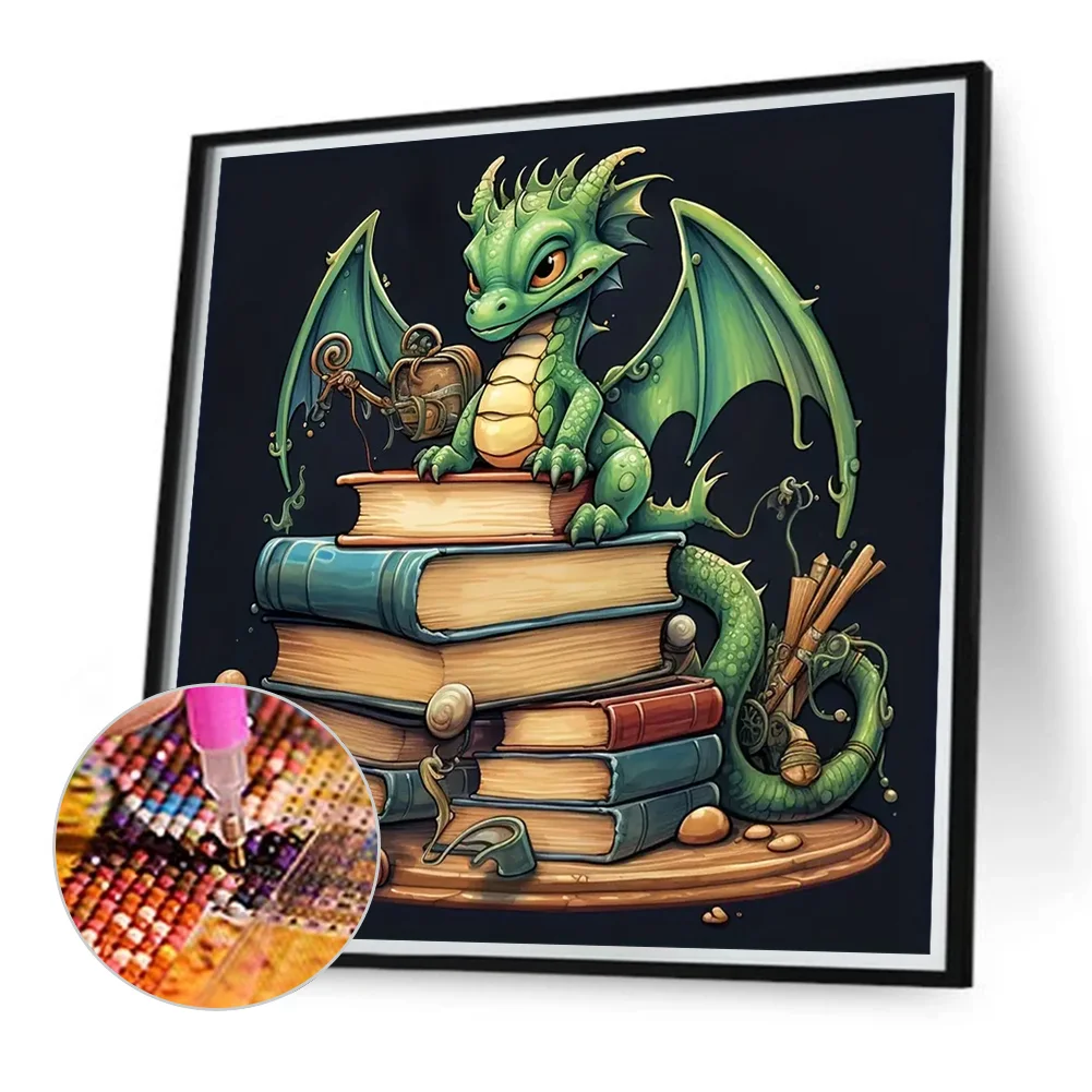 Diamond Painting - Full Round Drill - Book Dragon(Canvas|40*40cm)