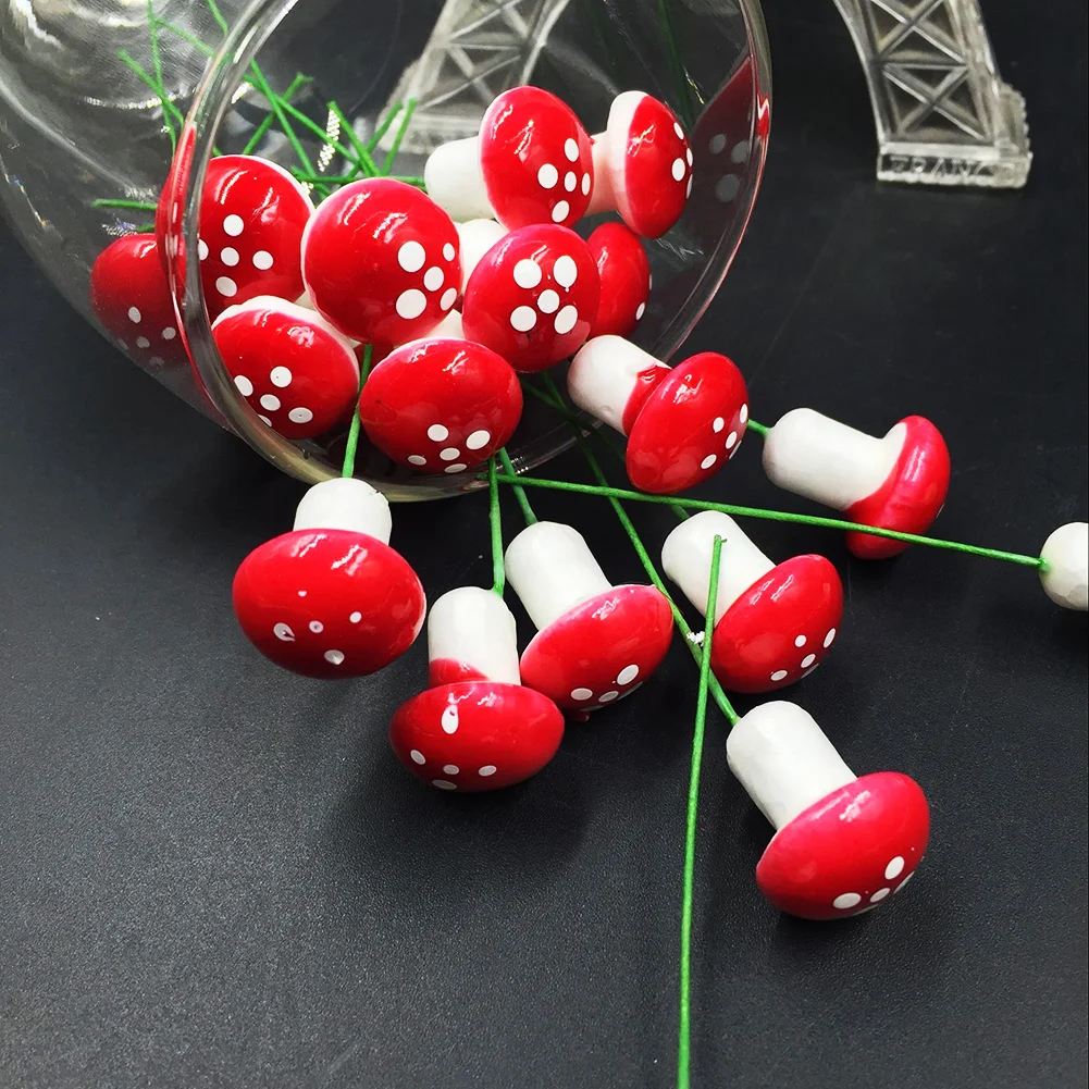 10pcs 2cm Foam Plant Mini Artificial Mushroom DIY Garden Bonsai Decor Props