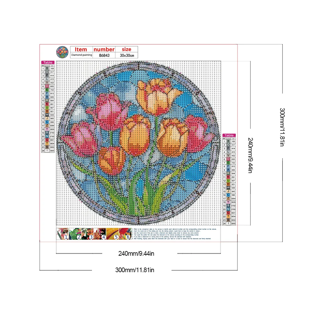 Diamond Painting - Full Round Drill - Stained Glass Flower(30*30cm)