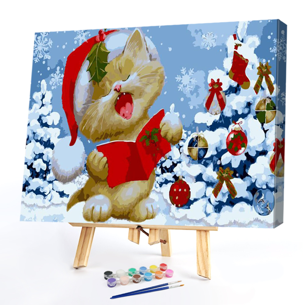 

40*50CM Paint By Numbers-Christmas Cat, 501 Original