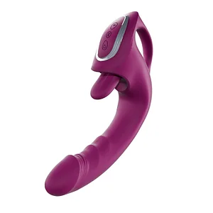 Lia Handheld Heating Thrusting Dildo Vibrator With Clit-licking Stimulator