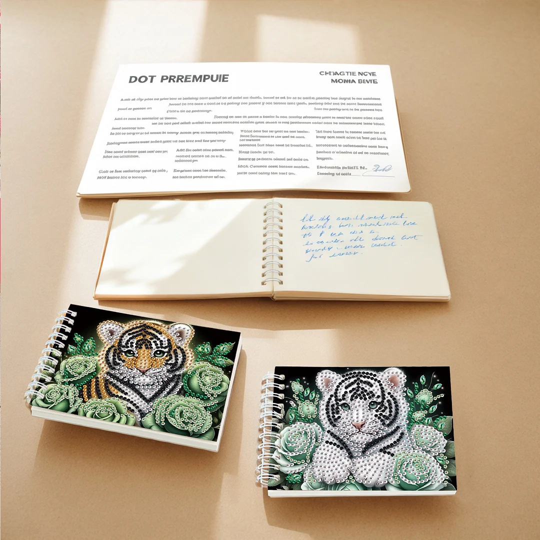 2 Pack Tiger DIY Diamond Art Spiral Notebook Kit 80Pages No Lines for Adults