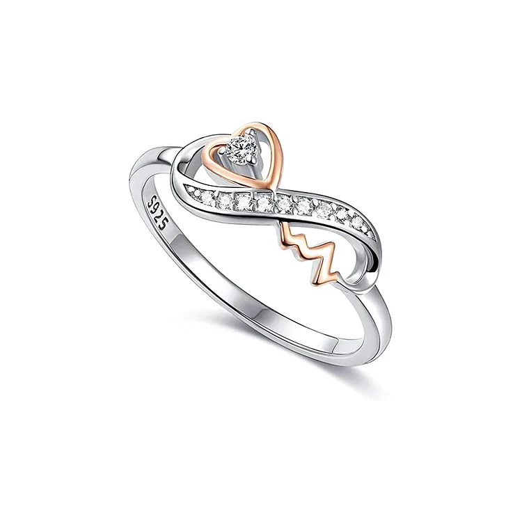 S925 I Love You Until Infinity Runs Out Infinity Heartbeat Ring