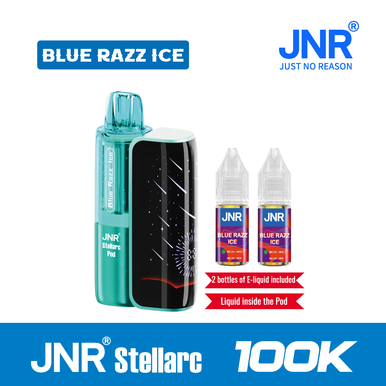 BlueRazz ICE | JNR Stellarc 100K Puffs Kit - Refillable & Replaceable Pod Vape Best Vape