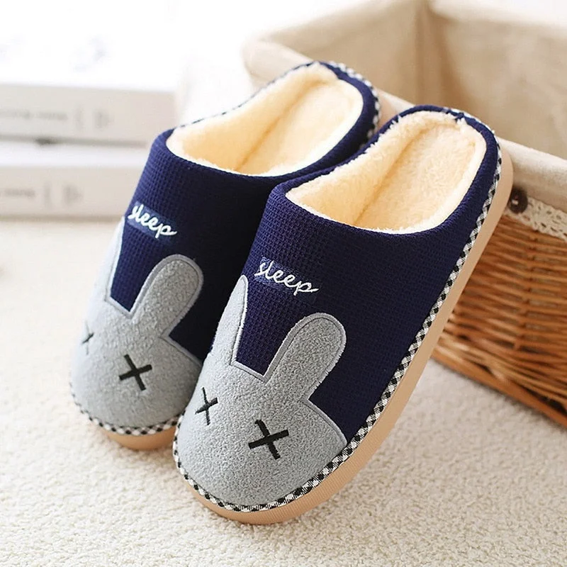 Cute Plush Home Indoor Slippers Winter Warm Cotton Women's Slippers Light Weight Soft Comfortable Men Slides Platform Shoes 2021